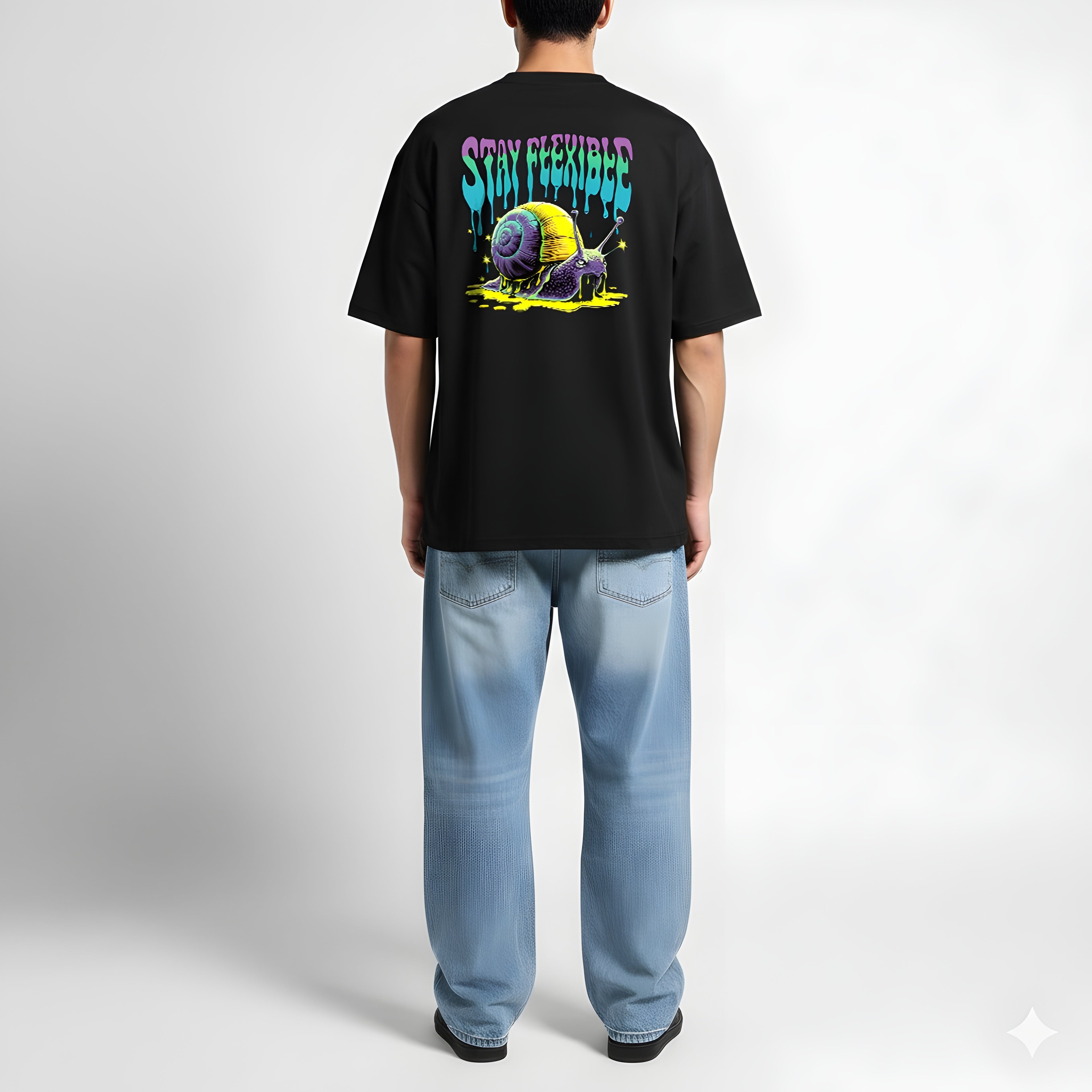 Stay Flexible Snail Graphic T-Shirt | Premium 240gsm Cotton Oversized Tee