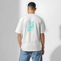 Premium 240 GSM Oversized Streetwear T-Shirt | Teal Owl Back Print | White Cotton Tee