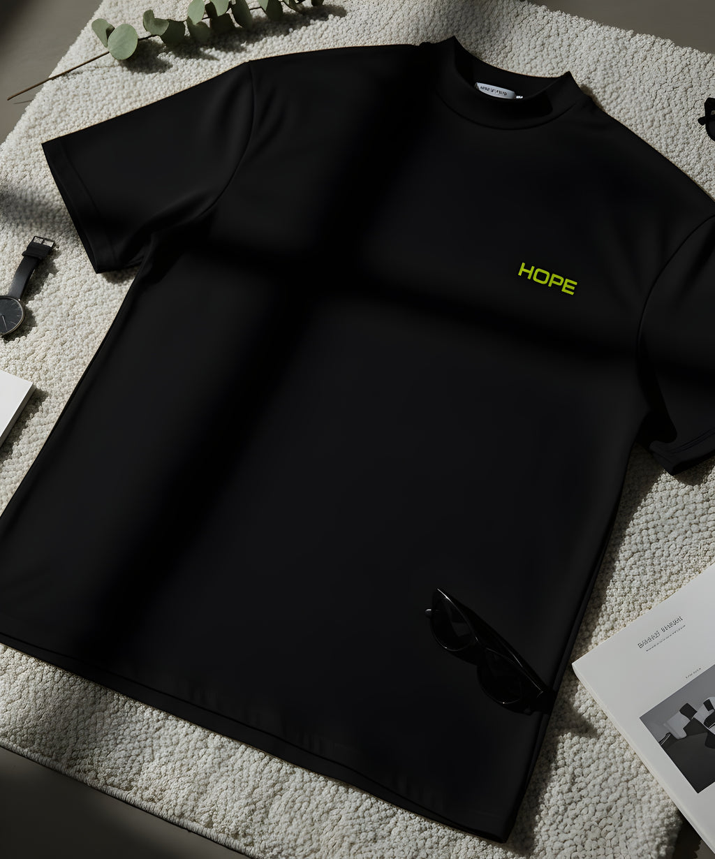 Cyberpunk "HOPE" Oversized T-Shirt | Futuristic Techwear Graphic | 240 GSM Black Streetwear Tee