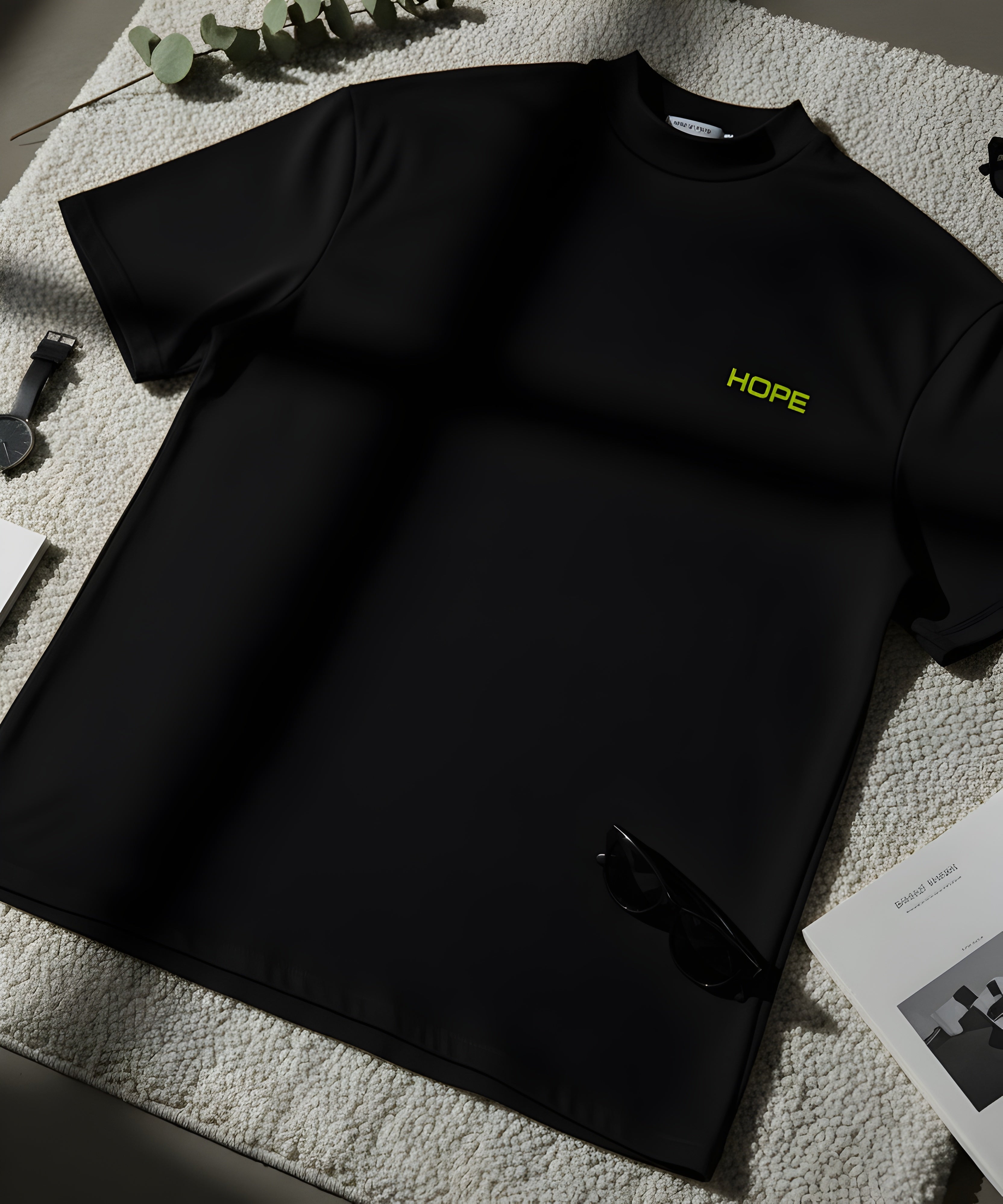 Cyberpunk "HOPE" Oversized T-Shirt | Futuristic Techwear Graphic | 240 GSM Black Streetwear Tee