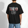 Tokyo Cityscape Oversized T-Shirt | Japanese Kanji Back Print | 240 GSM Black Streetwear Tee