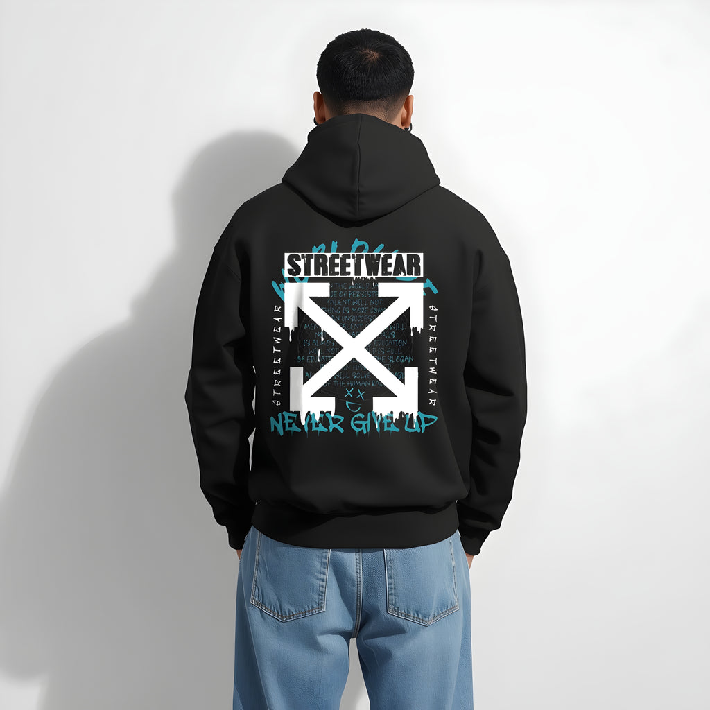 Graffiti Grunge Oversized Hoodie | Motivational Streetwear with Teal Drip Print