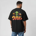Retro Alien & UFO Oversized T-Shirt | Japanese Text Back Print | 240 GSM Black Streetwear Tee