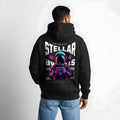 Neon Astronaut "STELLAR" Oversized Hoodie | Heavyweight Black Sci-Fi Streetwear Sweatshirt