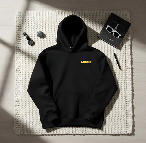 "MOON" Cinematic Graphic Oversized Hoodie | Heavyweight Black Streetwear Sweatshirt