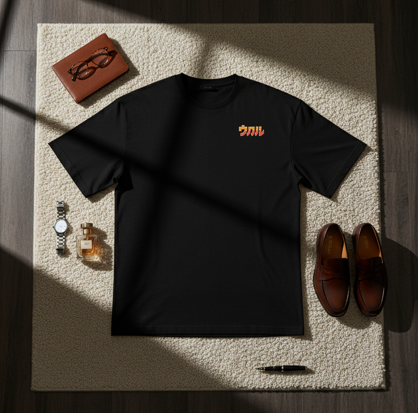 Retro Alien & UFO Oversized T-Shirt | Japanese Text Back Print | 240 GSM Black Streetwear Tee