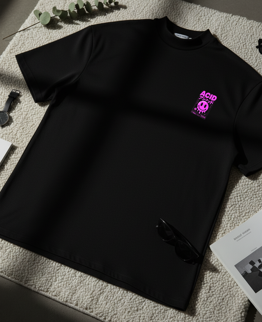 ACID Rave Smile Graphic T-Shirt | Premium 240gsm Cotton Oversized Tee